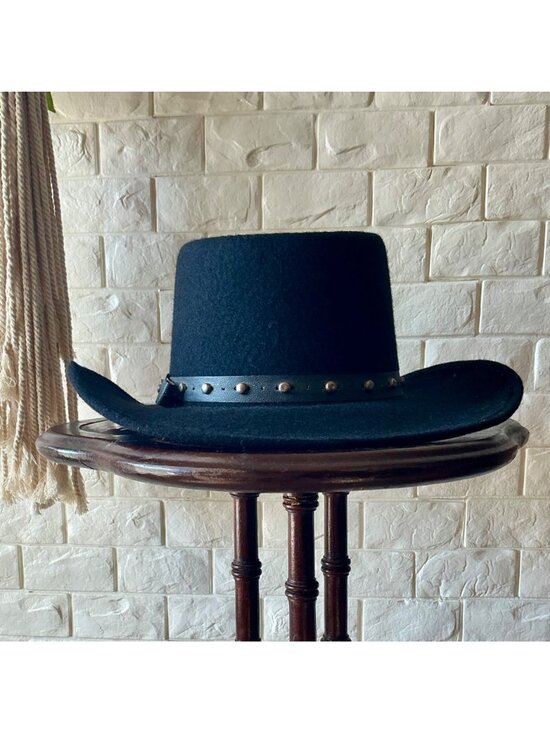 Vintage Pigalle Black Felt Studded Western Hat - Picture 3 of 10